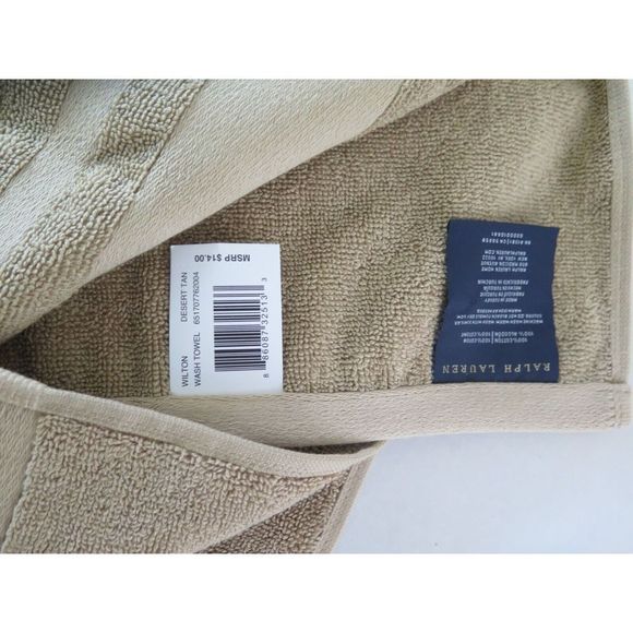 Ralph Lauren Wilton Desert Tan 100% Cotton Hand Towel & Wash Towel Set - Picture 6 of 6